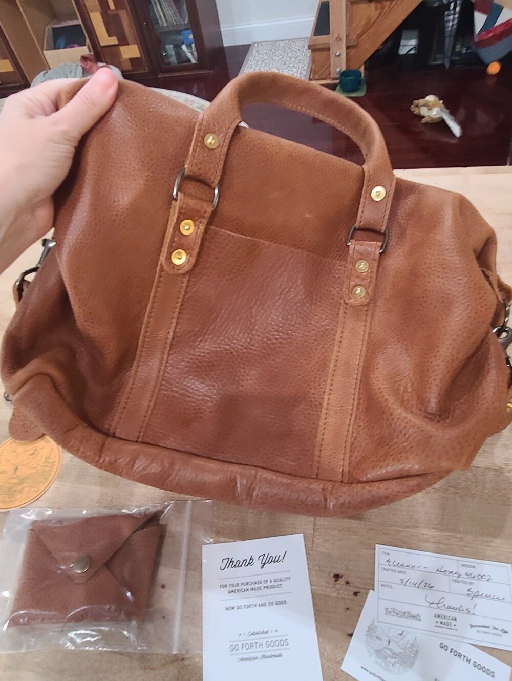 NWT Go Forth Goods Eleanor Satchel Bag In Honey - Picture 7 of 16